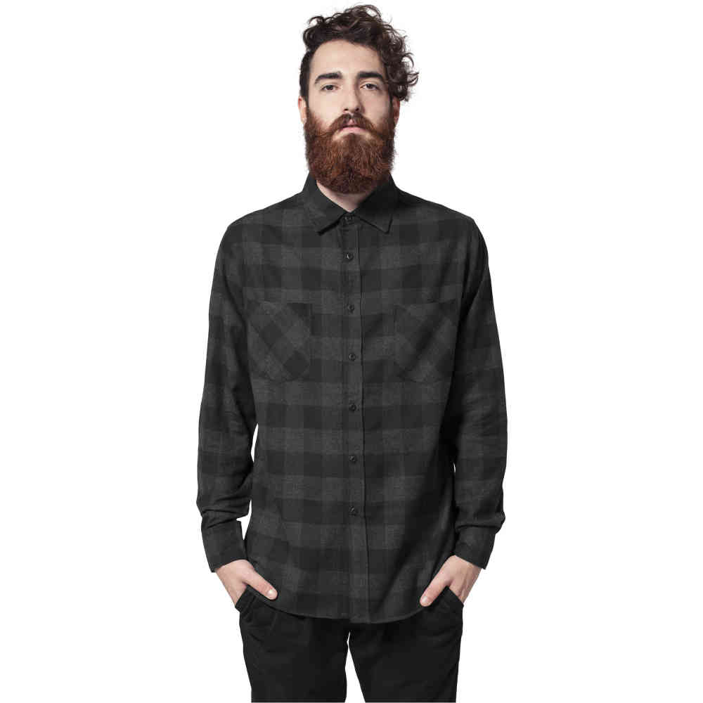 Urban Classics - Checked Flanell Chemisier - Noir/Gris